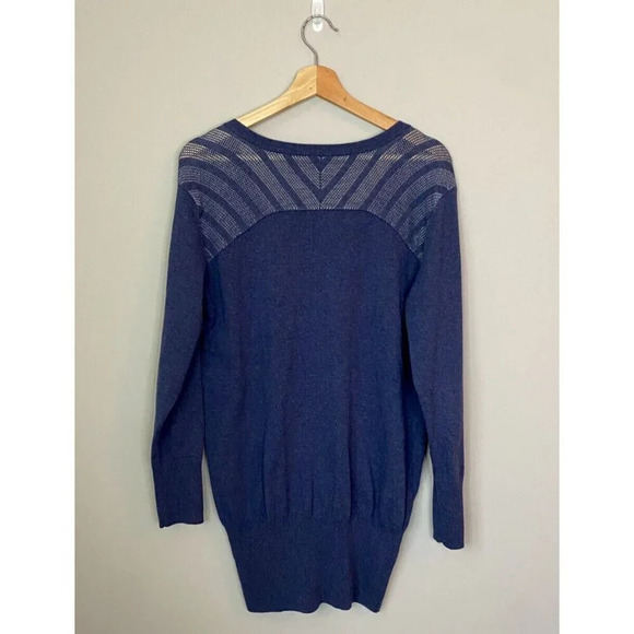 Lolë Lole Womens Sz Large Long Sleeve Mesh Knit V-Neck Navy Pullover Activewear - Picture 2 of 16